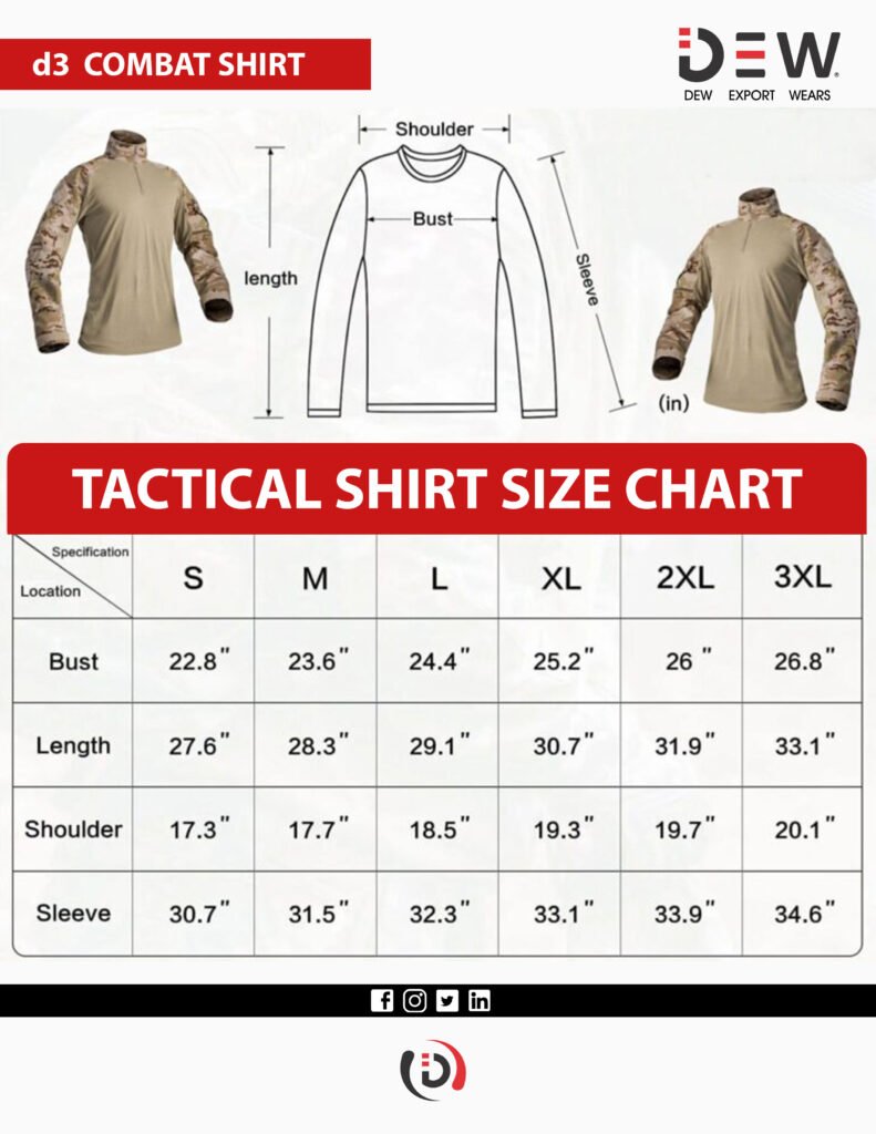 Combat Shirt Size Chart